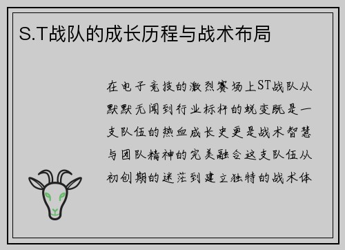 S.T战队的成长历程与战术布局