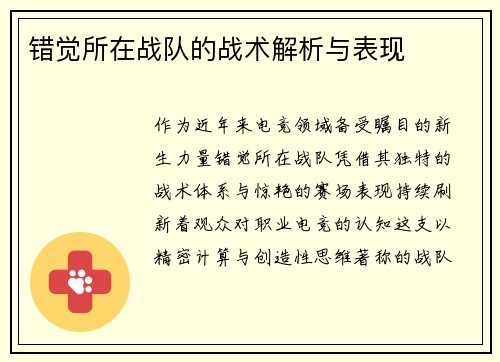 错觉所在战队的战术解析与表现