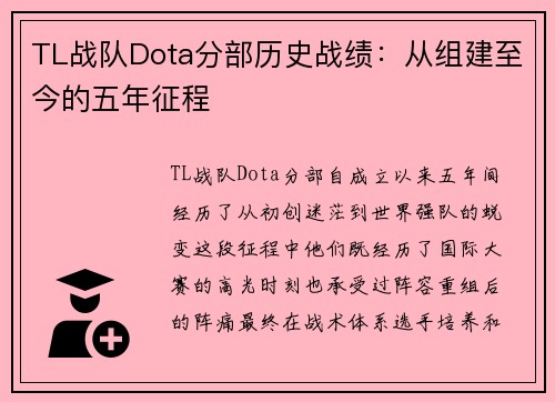 TL战队Dota分部历史战绩：从组建至今的五年征程
